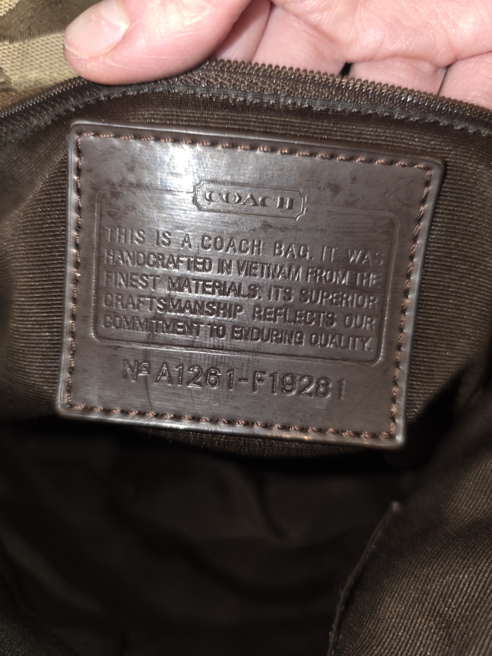 *UPCYCLED* Coach F19281 Brown Signature Canvas Shoulder Bag with Patch Accents - Picture 9 of 9